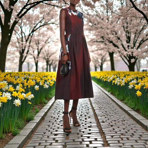 Erdem Floral cotton faille midi dress Size 4 UK, XS US NEW - Picture 1 of 11